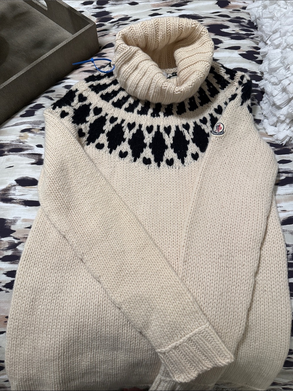 Moncler Cream Turtleneck Sweater Dress